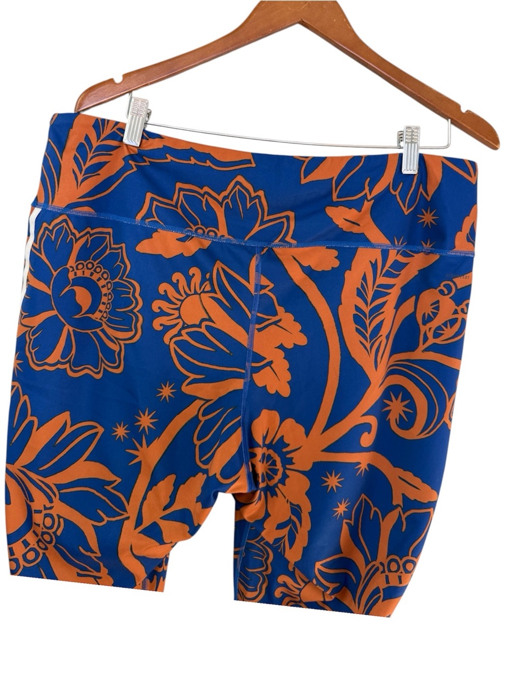 adidas womens 3X true plus size blue & copper Floral Print Leggings cropped EUC - Picture 3 of 11